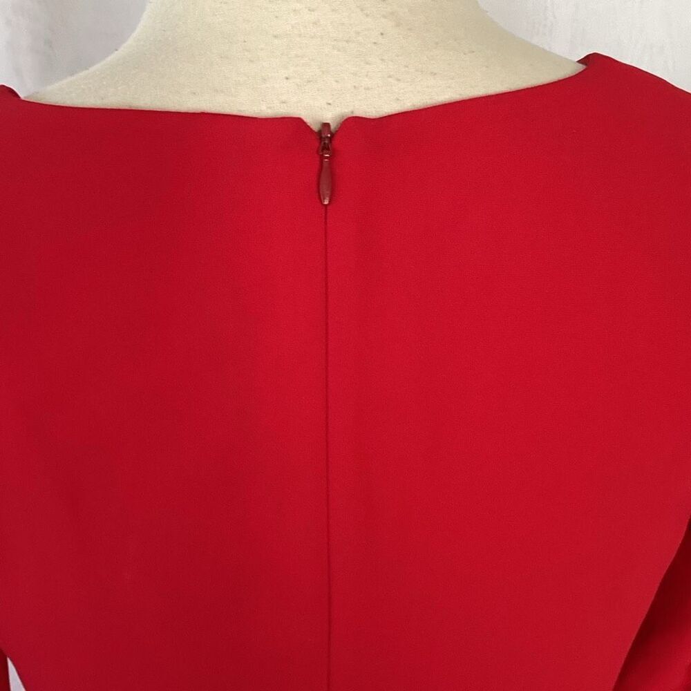 Amanda Uprichard Red Lined Sheath Dress Bell Slit Sleeves Women’s Small - Picture 7 of 9